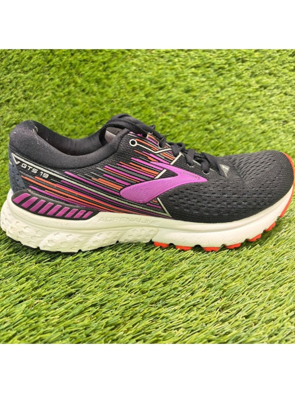 Brooks Adrenaline GTS 19 Womens Size 8.5 Black Purple Running Shoes Sneakers